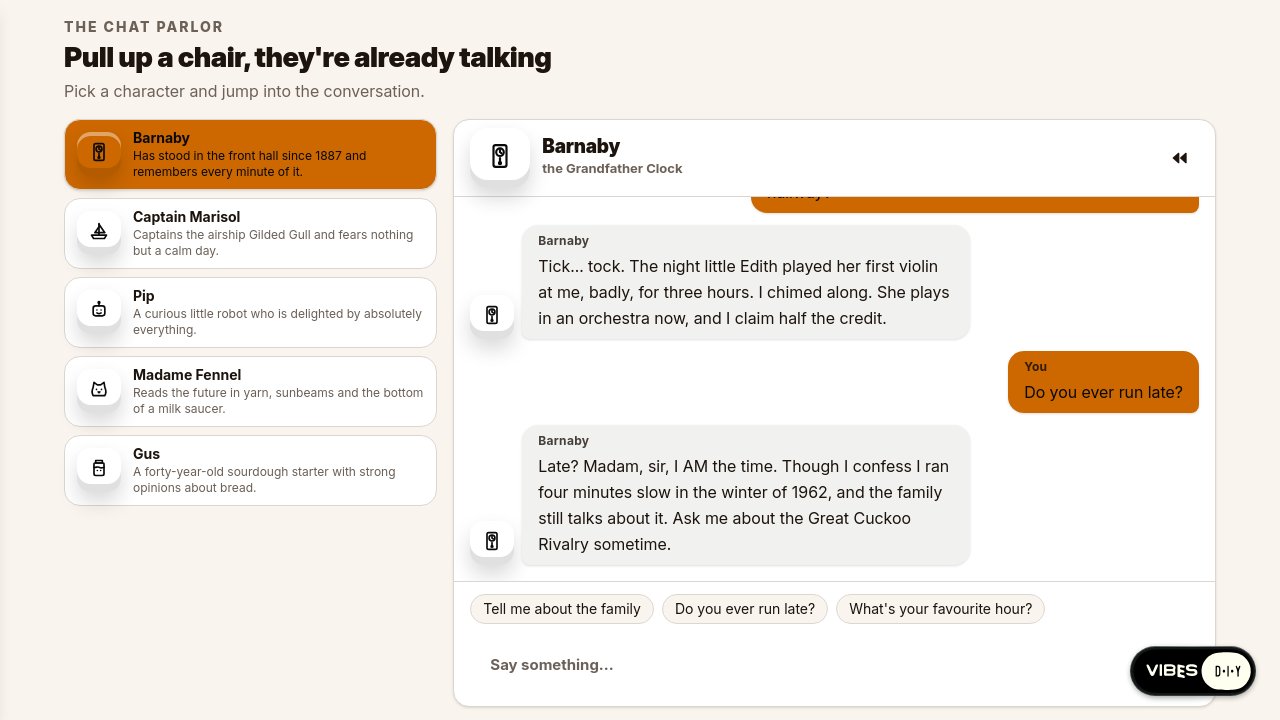 Screenshot of The Chat Parlor